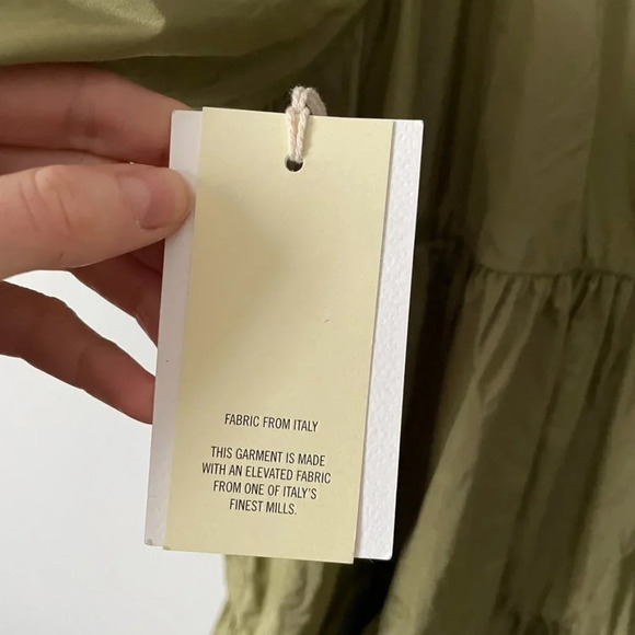 Aritzia Wilfred  Fantasy Babydoll Dress Pistachio Green Puff Sleeve Medium NWT - Picture 9 of 11